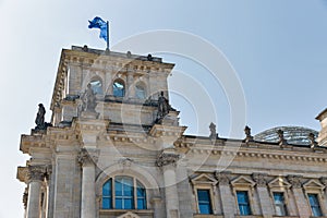 Reichstag building tower, seat of the German Parliament. Berlin, Germany