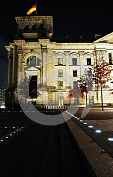 The Reichstag from the riverside at night