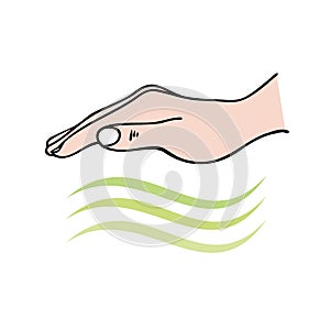 Reiki-Hands-on healing showing hand sending univeral energy waves for emotional