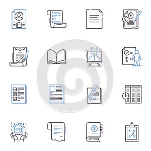 Reimbursement line icons collection. Compensation, Refund, Repayment, Reimburse, Settlement, Remuneration, Indemnity photo