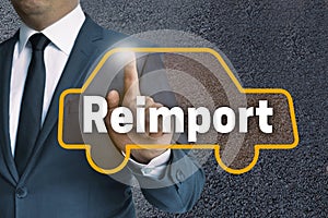 Reimport car touchscreen is operated by businessman concept
