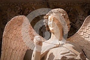 Reims, France - The Smiling Angel Statue at the Reims Cathedral photo