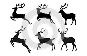 Rein Deers Vector Silhouette Collection Set