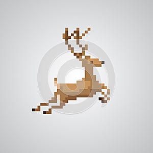 Reindeer 8-bit pixel style vector.