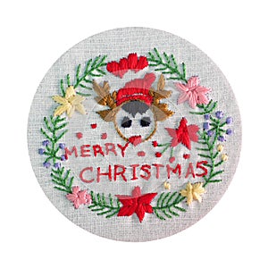 reindeer animal deer merry christmas happy new year santa claus embroidery handmade leisure hobby sewing illustration design art