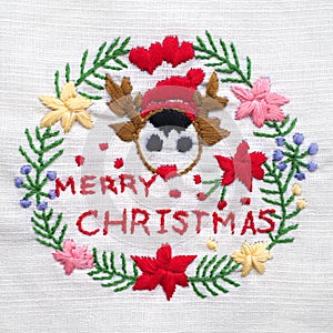 reindeer animal deer merry christmas happy new year santa claus embroidery handmade leisure hobby sewing illustration design art