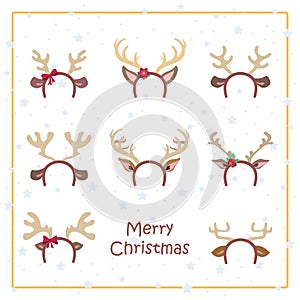 Reindeer antler and ear prop illustrations