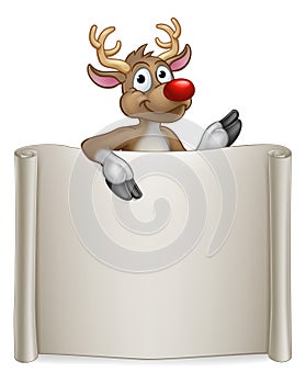 Reindeer Christmas Cartoon Sign