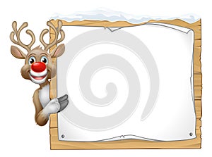 Reindeer Christmas Sign Cartoon