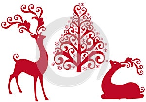 Reindeer with christmas tree,