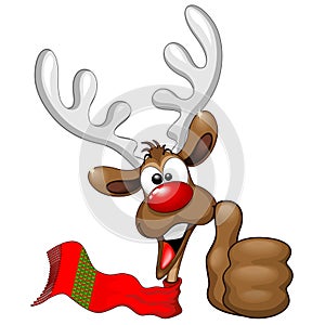 Reindeer Cool and Happy Thumb Up Cartoon Character