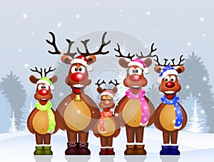 Reindeer family cartoon