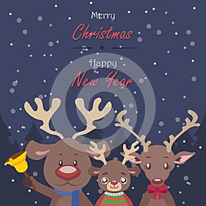 Reindeer family Christmas greeting