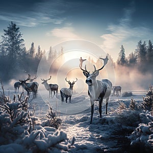 Reindeer Farm in northern Summer molting