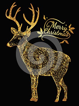 Reindeer gold on black background.