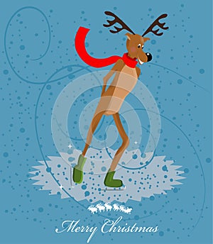 Reindeer ice skating card