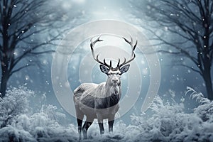 A reindeer in the jungle. Dramatic scene. Generative Ai