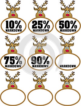 Reindeer markdown tags with vector photo
