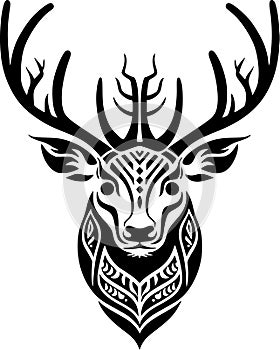 Reindeer - minimalist and flat logo - vector illustration