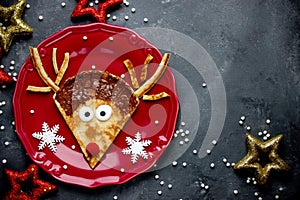 Reindeer pancakes recipe. Christmas fun food for kids