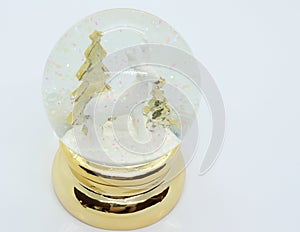 reindeer and pine trees, snow globe