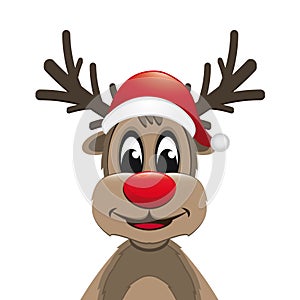 Reindeer red nose with santa hat