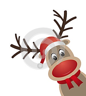 Reindeer red nose scarf santa claus hat