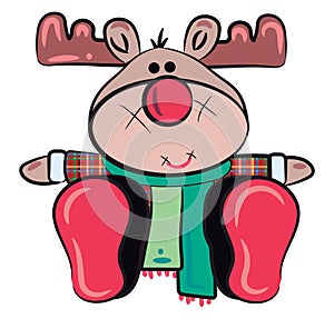 Reindeer or Reno toy vector or color illustration