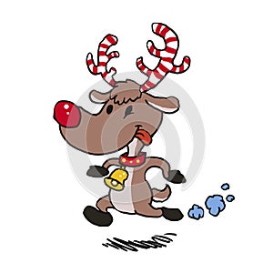 Reindeer running with candy antlers