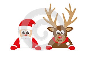 Reindeer and santa claus christmas cartoon