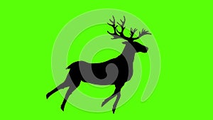 Reindeer silhouette green screen animation, seamless loop, cartoon flat