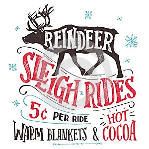 Reindeer sleigh rides signboard