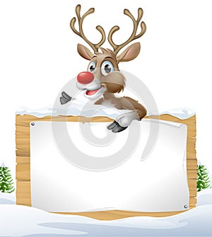 Reindeer Snowy Christmas Sign