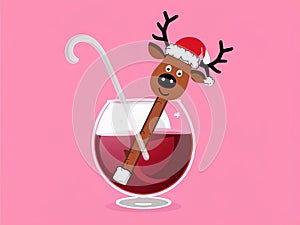 REindeer stick figure with wine