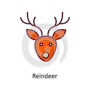 Reindeer vector Fill outline Icon Design illustration. Holiday Symbol on White background EPS 10 File