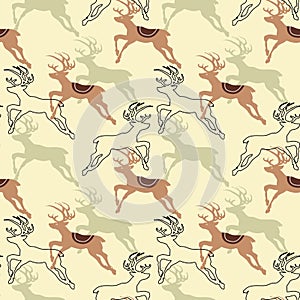 Reindeers Christmas seamless pattern