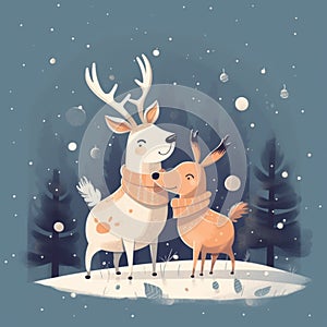 reindeers cute in the frorest photo