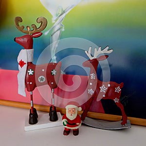 Reindeers and Santa at Christmastime