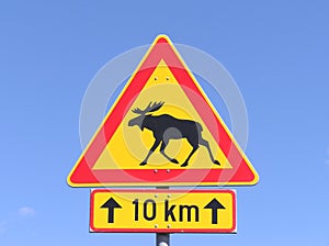 Reindeers traffic sign