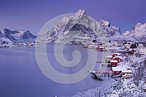 Reine on the Lofoten islands in northern Norway in winter