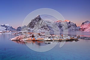 Reine on the Lofoten islands in northern Norway in winter