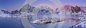 Reine on the Lofoten islands in northern Norway in winter photo