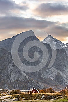 Reine Moskenes city lacated in Arctic Circle of Lofoten in Norway photo