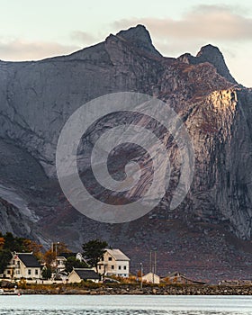 Reine Moskenes city lacated in Arctic Circle of Lofoten in Norway photo