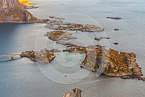 Reine Moskenes city lacated in Arctic Circle of Lofoten in Norway photo