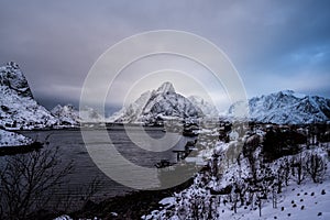 Reine, Norway - A beautiful village in the mountains of the Lofoten Islands