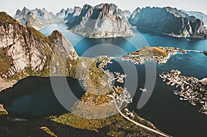 Reinebringen mountain aerial view landscape