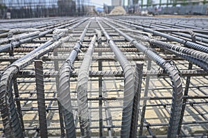 Reinforce iron cage in a construction site