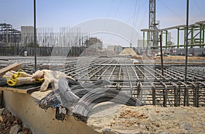 Reinforce iron cage in a construction site