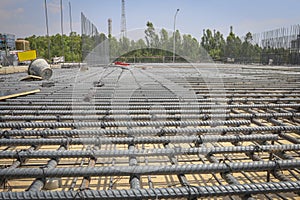 Reinforce iron cage in a construction site